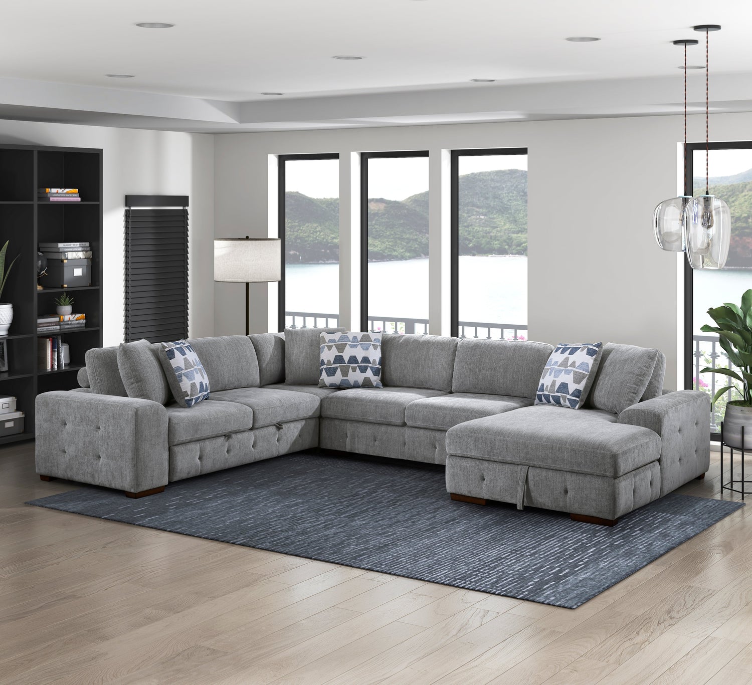 9624GY*42LRC (4)4-Piece Sectional with Right Chaise - 9624GY*42LRC - Bien Home Furniture &amp; Electronics