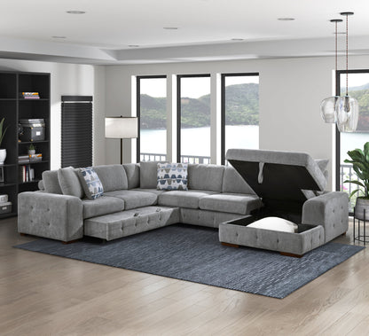 9624GY*42LRC (4)4-Piece Sectional with Right Chaise - 9624GY*42LRC - Bien Home Furniture &amp; Electronics