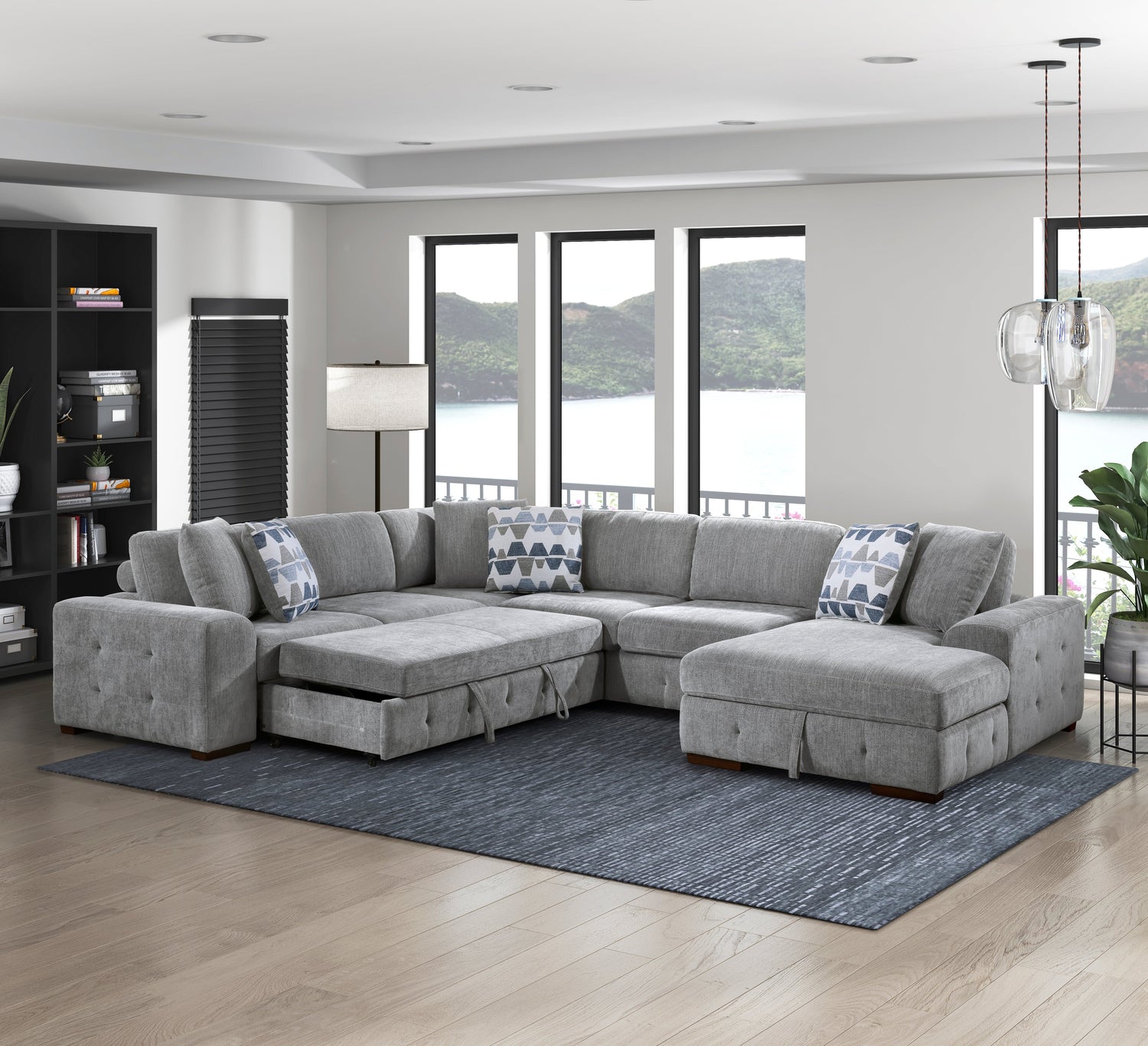 9624GY*42LRC (4)4-Piece Sectional with Right Chaise - 9624GY*42LRC - Bien Home Furniture &amp; Electronics
