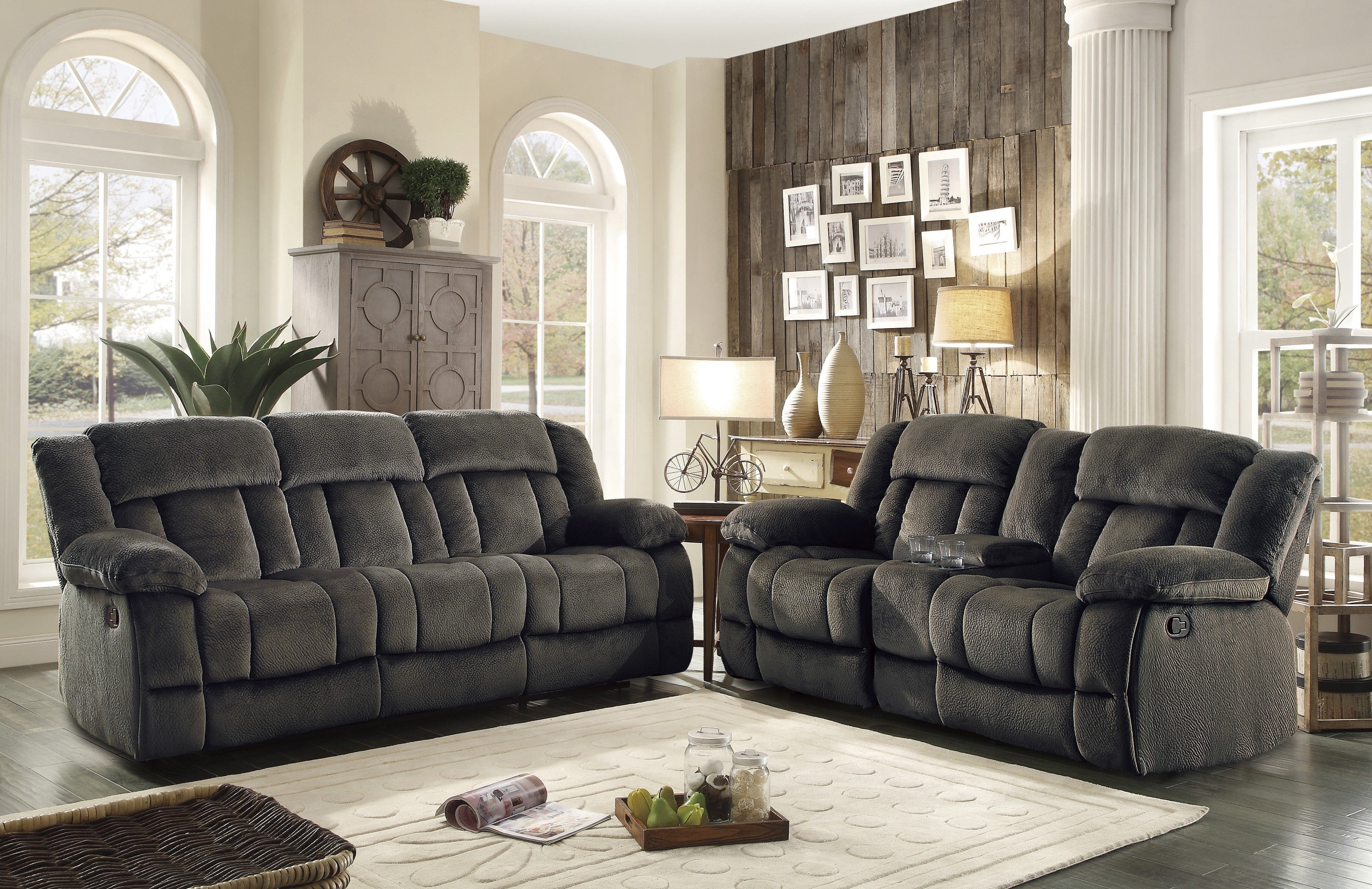 9636-3 Double Reclining Sofa - 9636-3 - Bien Home Furniture &amp; Electronics