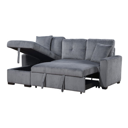 9649DG*SC (3)3-Piece Reversible Sectional with Pull-out Bed and Hidden Storage - 9649DG*SC - Bien Home Furniture &amp; Electronics