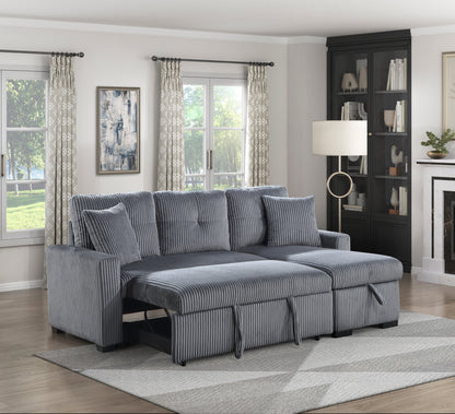9649DG*SC (3)3-Piece Reversible Sectional with Pull-out Bed and Hidden Storage - 9649DG*SC - Bien Home Furniture &amp; Electronics