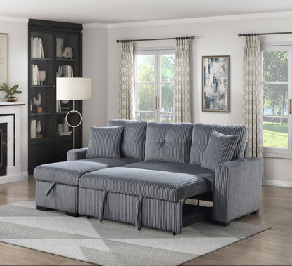 9649DG*SC (3)3-Piece Reversible Sectional with Pull-out Bed and Hidden Storage - 9649DG*SC - Bien Home Furniture &amp; Electronics