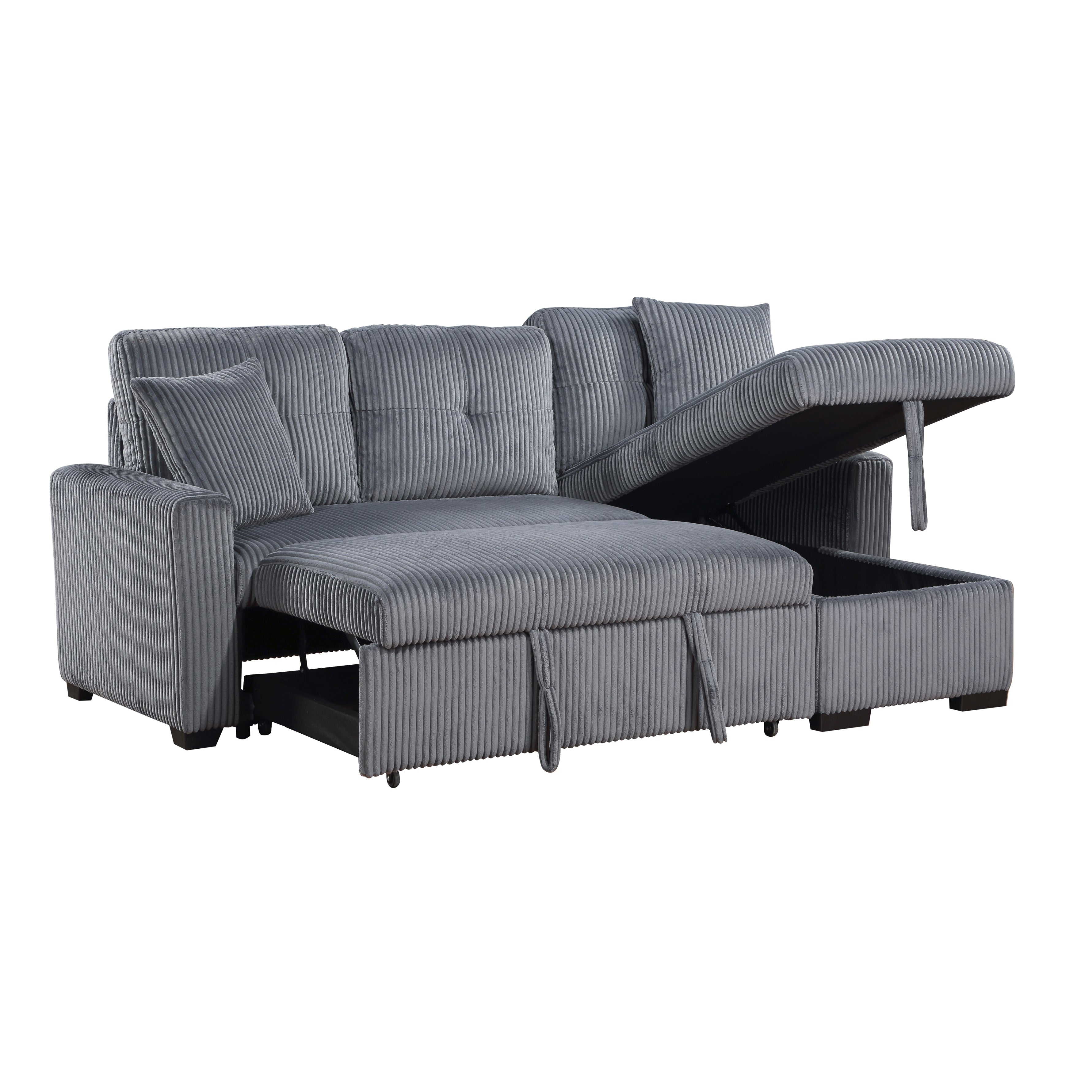 9649DG*SC (3)3-Piece Reversible Sectional with Pull-out Bed and Hidden Storage - 9649DG*SC - Bien Home Furniture &amp; Electronics