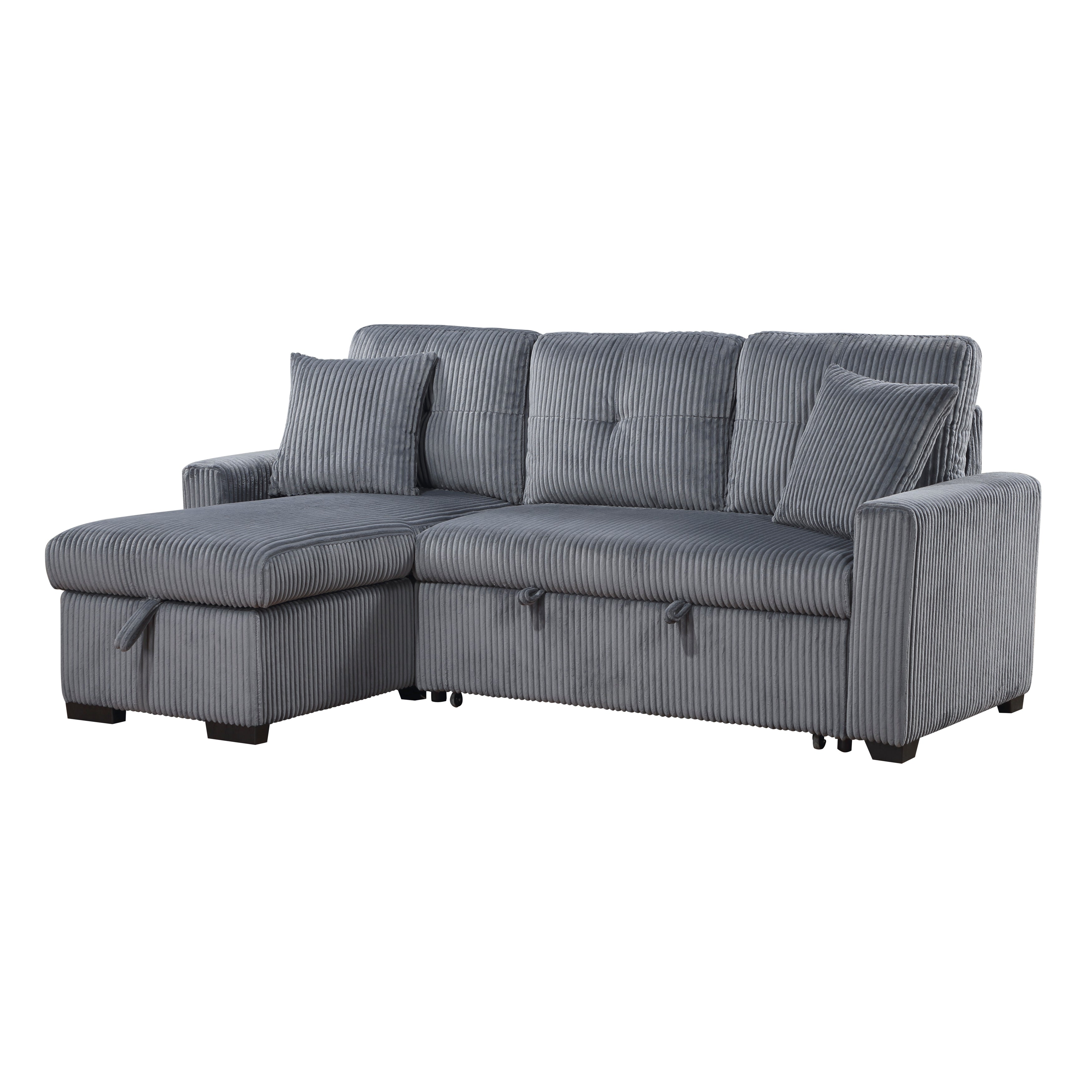 9649DG*SC (3)3-Piece Reversible Sectional with Pull-out Bed and Hidden Storage - 9649DG*SC - Bien Home Furniture &amp; Electronics
