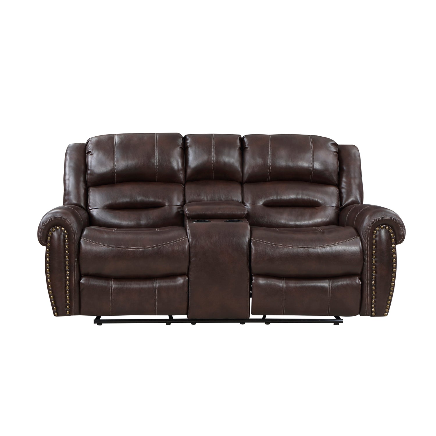 9668NBR-2 Double Glider Reclining Loveseat with Center Console - 9668NBR-2 - Bien Home Furniture &amp; Electronics