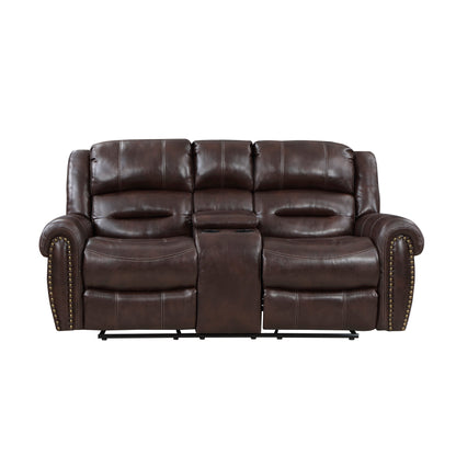 9668NBR-2 Double Glider Reclining Loveseat with Center Console - 9668NBR-2 - Bien Home Furniture &amp; Electronics