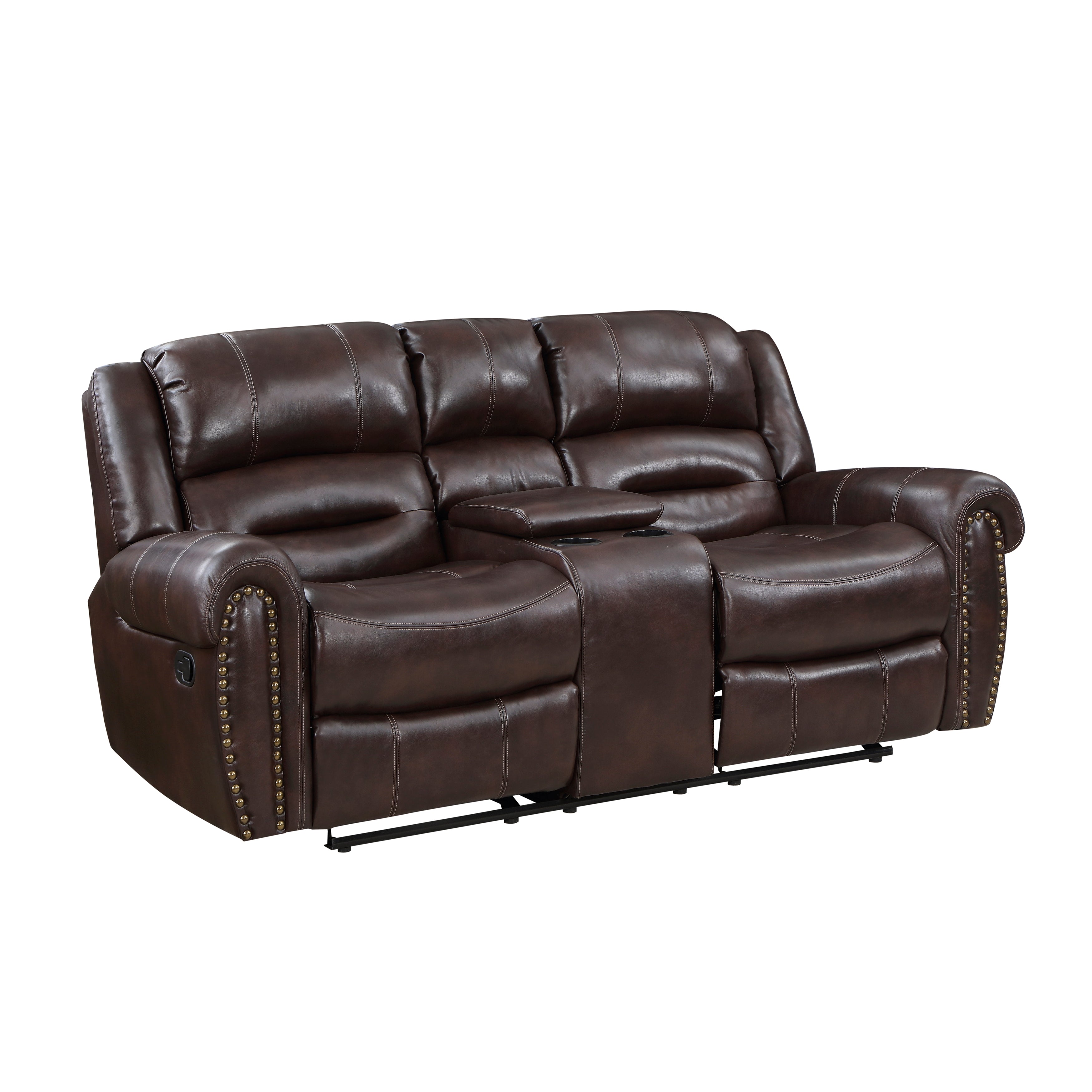 9668NBR-2 Double Glider Reclining Loveseat with Center Console - 9668NBR-2 - Bien Home Furniture &amp; Electronics