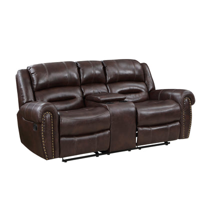 9668NBR-2 Double Glider Reclining Loveseat with Center Console - 9668NBR-2 - Bien Home Furniture &amp; Electronics