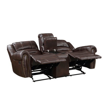 9668NBR-2 Double Glider Reclining Loveseat with Center Console - 9668NBR-2 - Bien Home Furniture &amp; Electronics