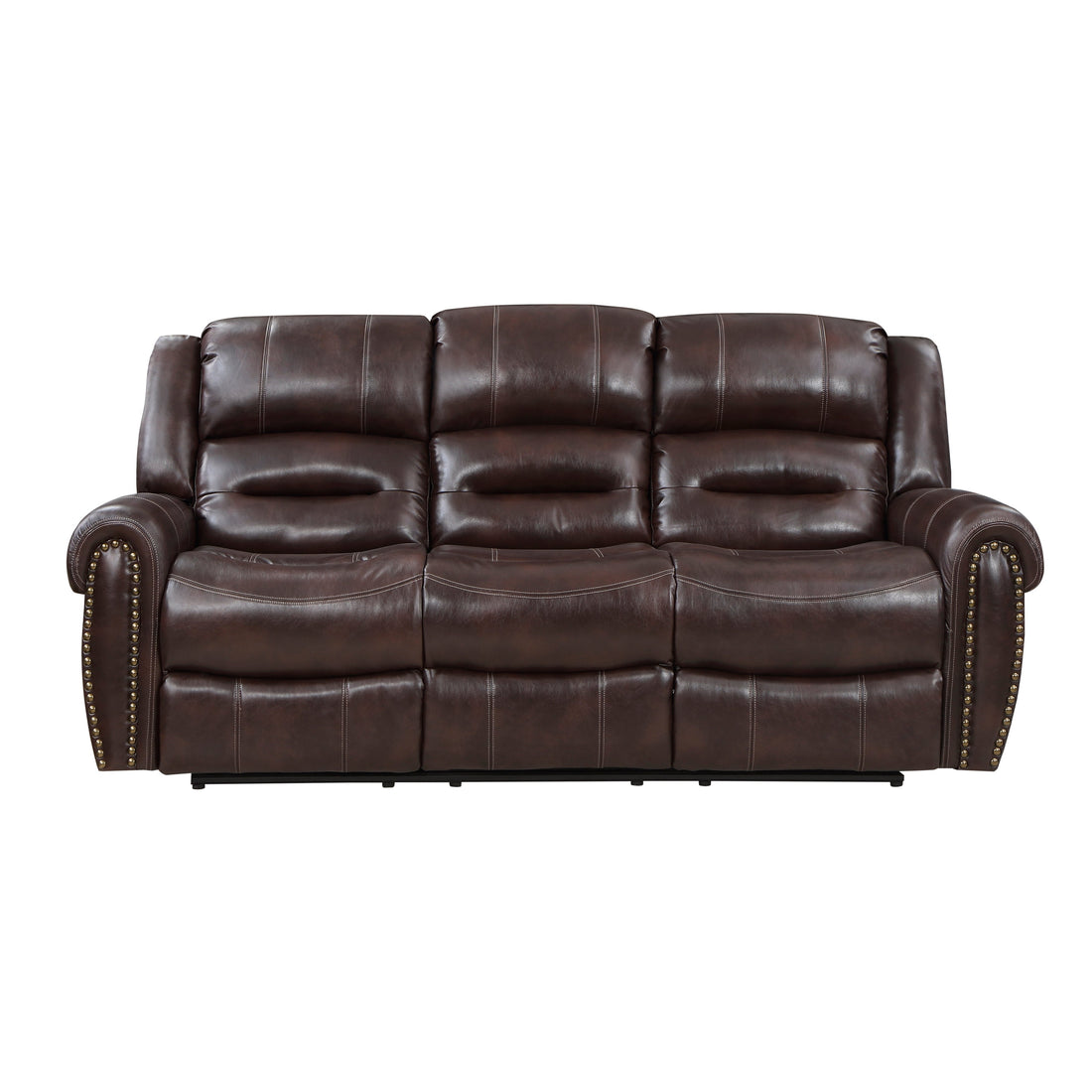9668NBR-3 Double Reclining Sofa with Center Drop-down Cup Holders - 9668NBR-3 - Bien Home Furniture &amp; Electronics