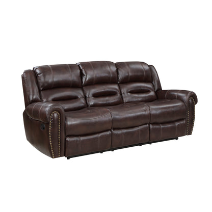 9668NBR-3 Double Reclining Sofa with Center Drop-down Cup Holders - 9668NBR-3 - Bien Home Furniture &amp; Electronics