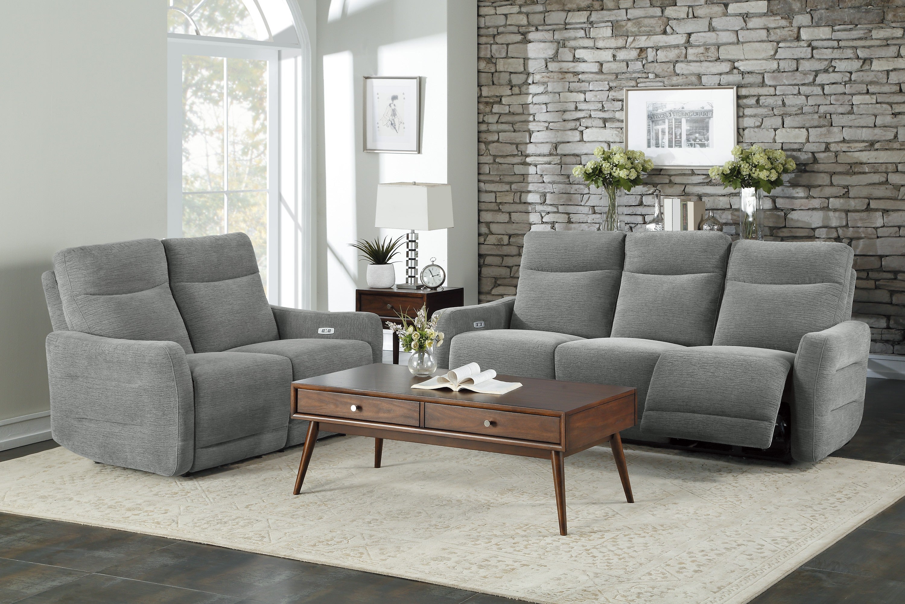 9804DV-2PWH Power Double Lay Flat Reclining Loveseat with Power Headrests and USB Ports - 9804DV-2PWH - Bien Home Furniture &amp; Electronics