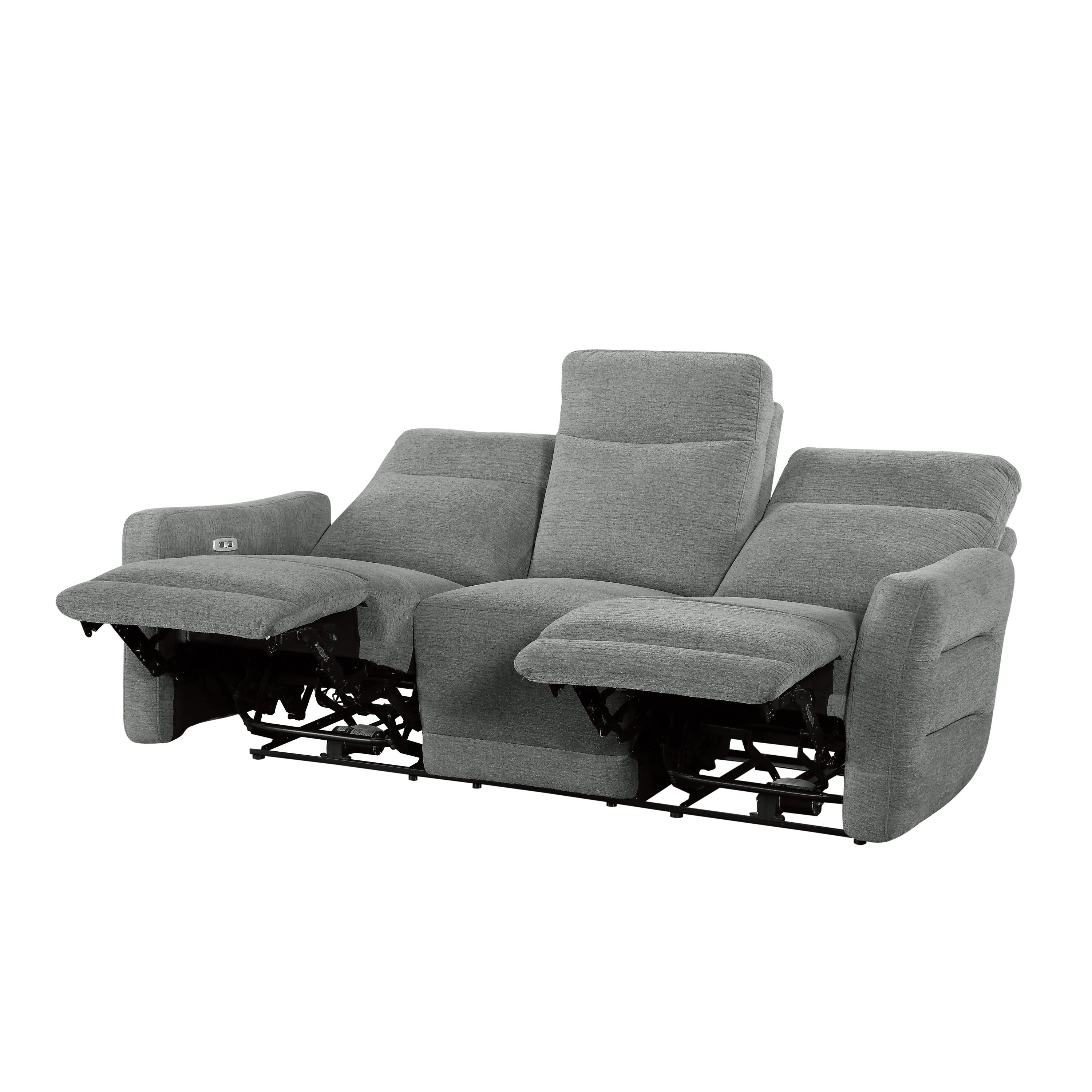 9804DV-3PWH Power Double Lay Flat Reclining Sofa with Power Headrests and USB Ports - 9804DV-3PWH - Bien Home Furniture &amp; Electronics