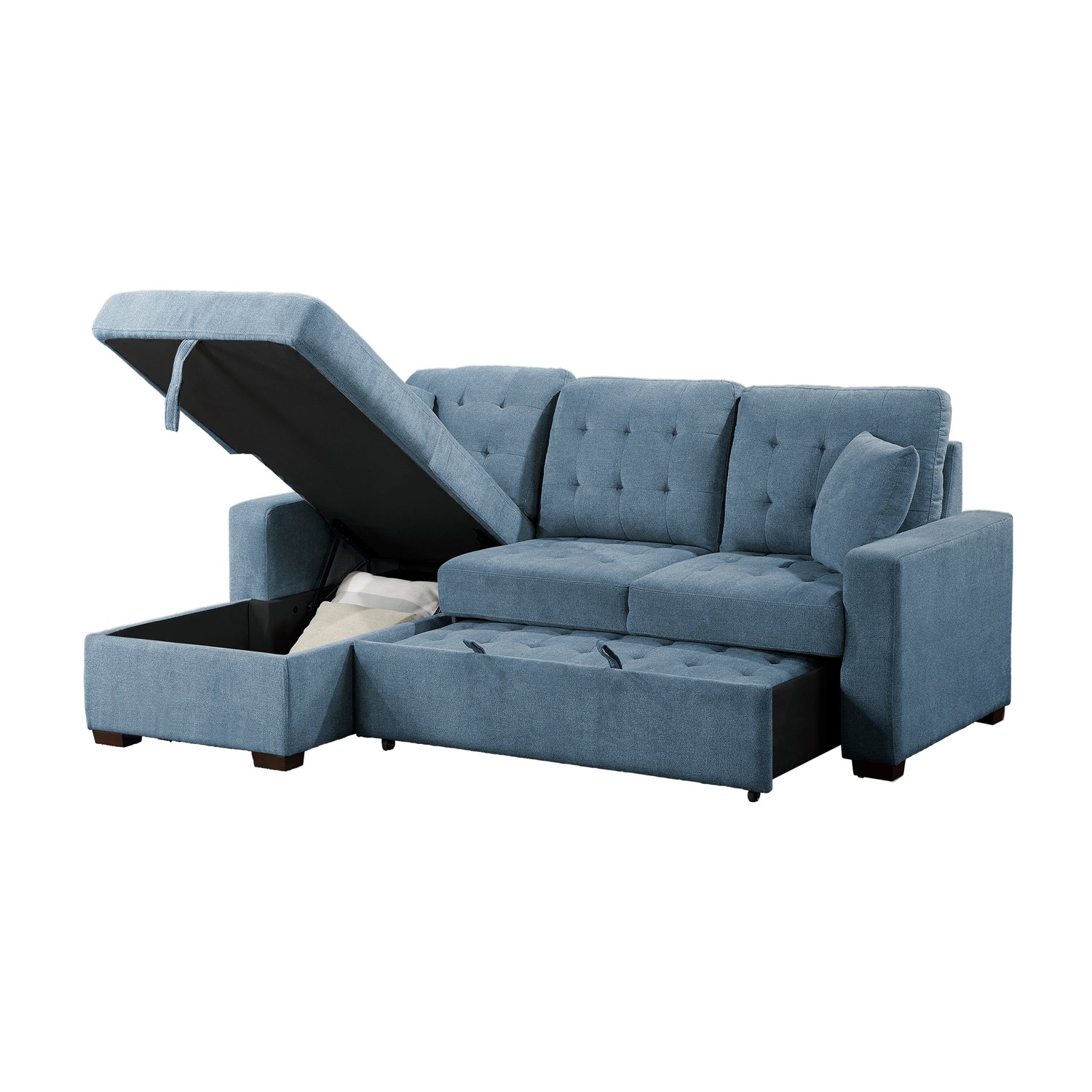 9816BU*2LCRL (2)2-Piece Sectional with Left Chaise, Pull-out Bed and Hidden Storage - 9816BU*2LCRL - Bien Home Furniture &amp; Electronics