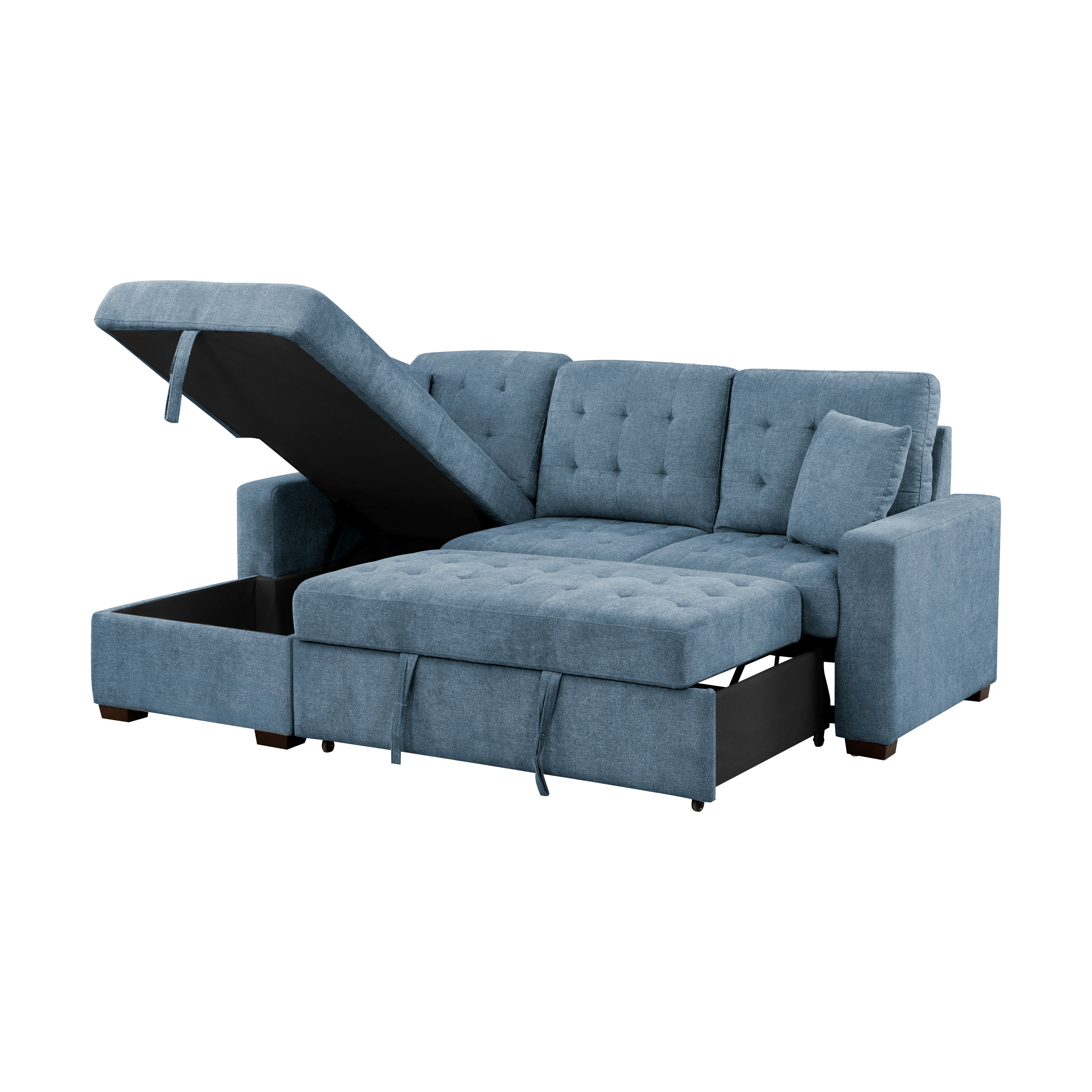 9816BU*2LCRL (2)2-Piece Sectional with Left Chaise, Pull-out Bed and Hidden Storage - 9816BU*2LCRL - Bien Home Furniture &amp; Electronics