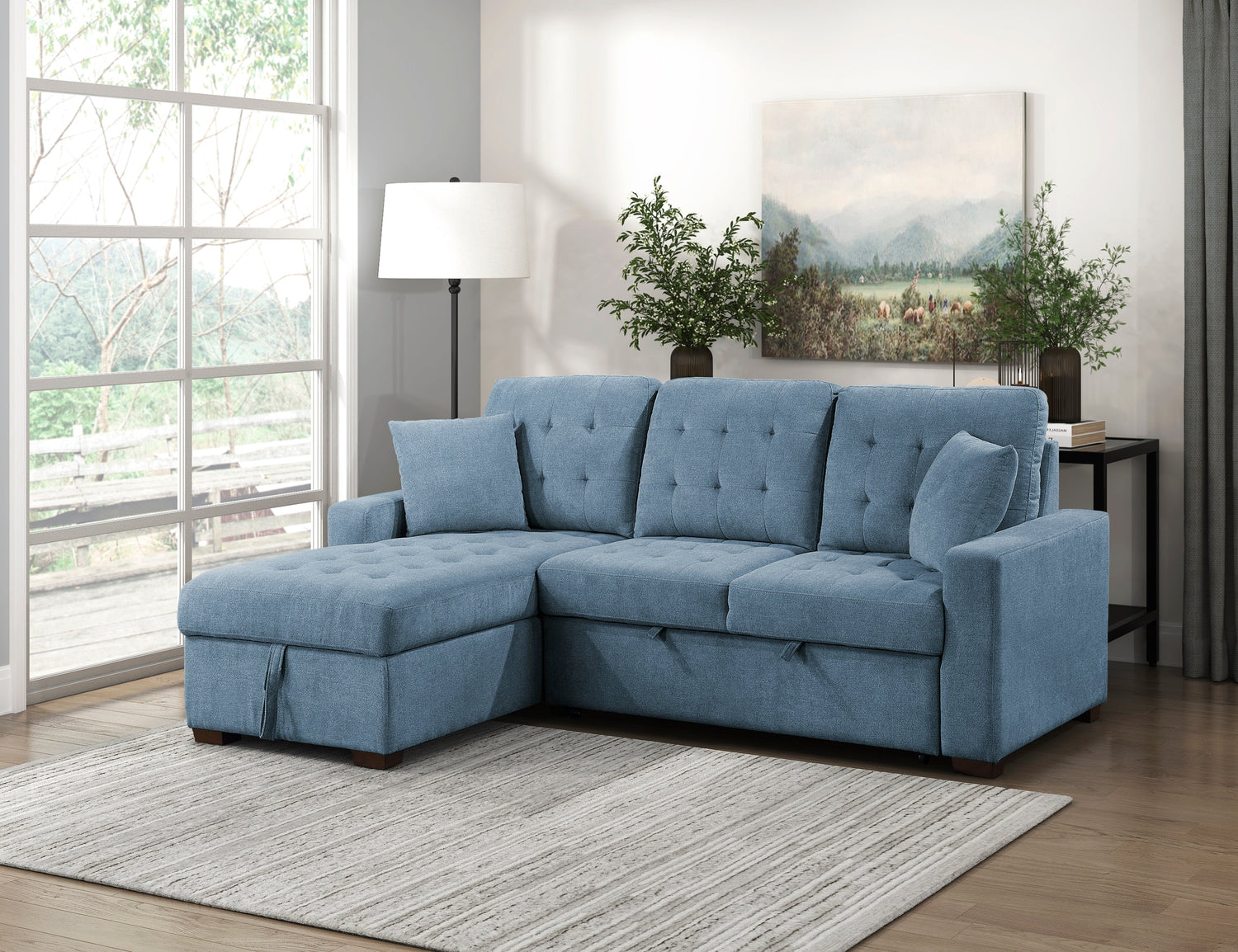 9816BU*2LCRL (2)2-Piece Sectional with Left Chaise, Pull-out Bed and Hidden Storage - 9816BU*2LCRL - Bien Home Furniture &amp; Electronics