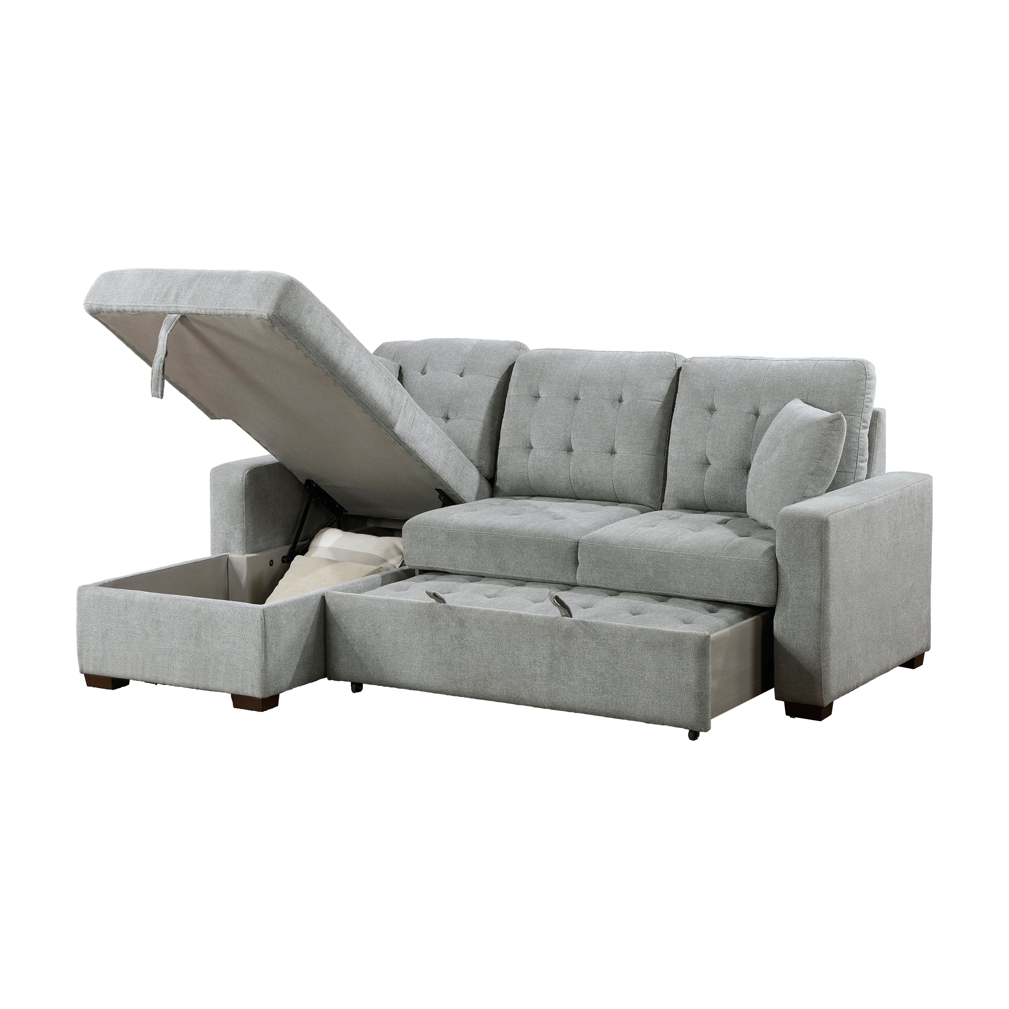 9816GY*2LCRL (2)2-Piece Sectional with Left Chaise, Pull-out Bed and Hidden Storage - 9816GY*2LCRL - Bien Home Furniture &amp; Electronics