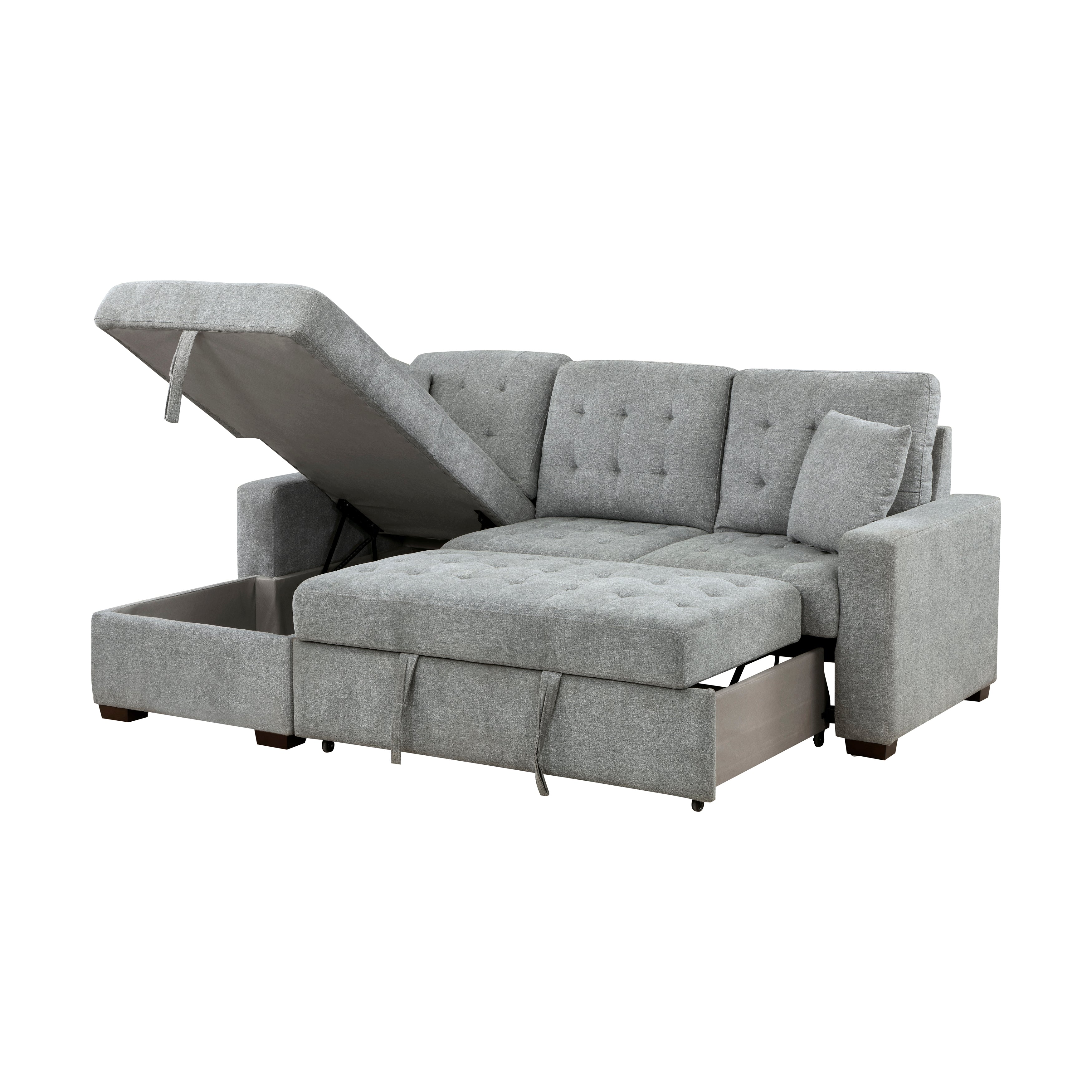 9816GY*2LCRL (2)2-Piece Sectional with Left Chaise, Pull-out Bed and Hidden Storage - 9816GY*2LCRL - Bien Home Furniture &amp; Electronics