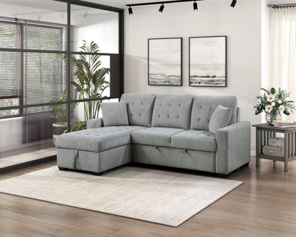 9816GY*2LCRL (2)2-Piece Sectional with Left Chaise, Pull-out Bed and Hidden Storage - 9816GY*2LCRL - Bien Home Furniture &amp; Electronics