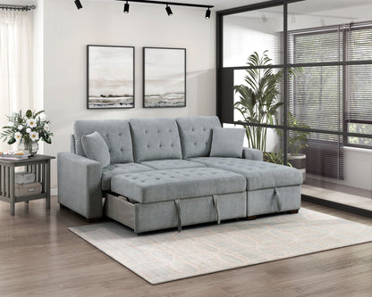 9816GY*SC (2)2-Piece Sectional with Pull-out Bed and Right Chaise with Hidden Storage - 9816GY*SC - Bien Home Furniture &amp; Electronics