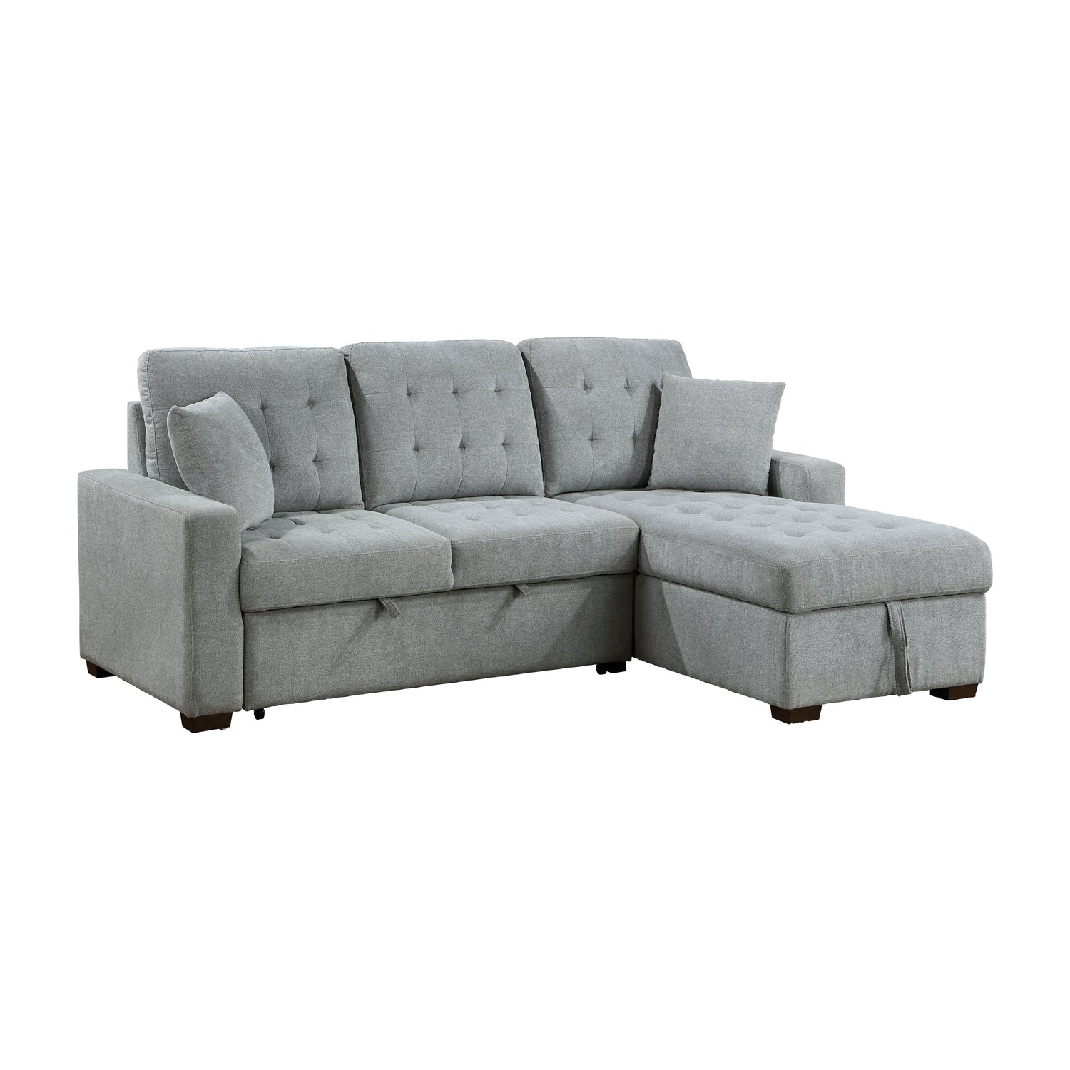 9816GY*SC (2)2-Piece Sectional with Pull-out Bed and Right Chaise with Hidden Storage - 9816GY*SC - Bien Home Furniture &amp; Electronics