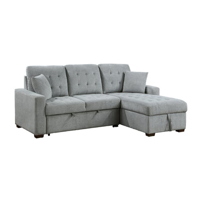 9816GY*SC (2)2-Piece Sectional with Pull-out Bed and Right Chaise with Hidden Storage - 9816GY*SC - Bien Home Furniture &amp; Electronics