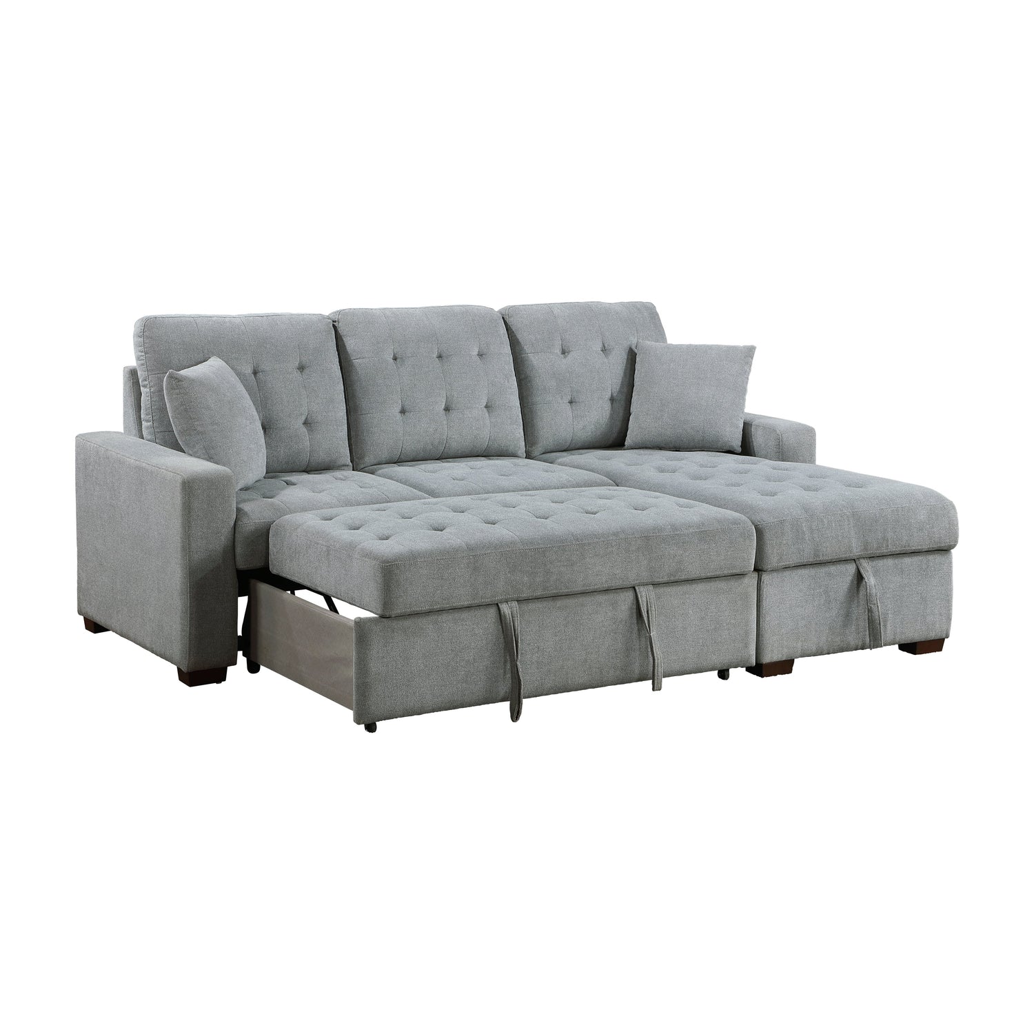 9816GY*SC (2)2-Piece Sectional with Pull-out Bed and Right Chaise with Hidden Storage - 9816GY*SC - Bien Home Furniture &amp; Electronics