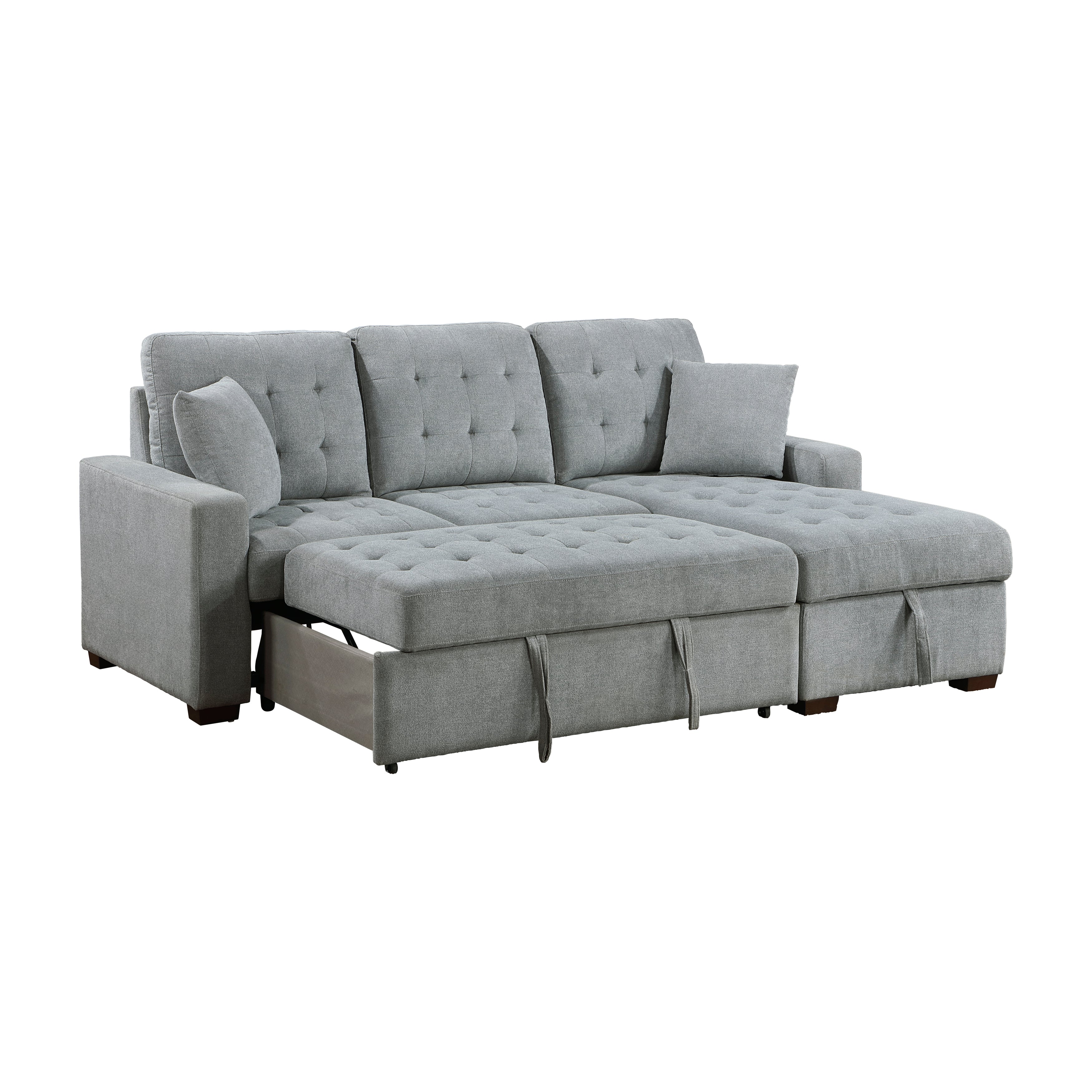 9816GY*SC (2)2-Piece Sectional with Pull-out Bed and Right Chaise with Hidden Storage - 9816GY*SC - Bien Home Furniture &amp; Electronics