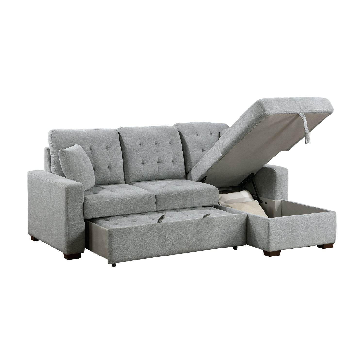 9816GY*SC (2)2-Piece Sectional with Pull-out Bed and Right Chaise with Hidden Storage - 9816GY*SC - Bien Home Furniture &amp; Electronics