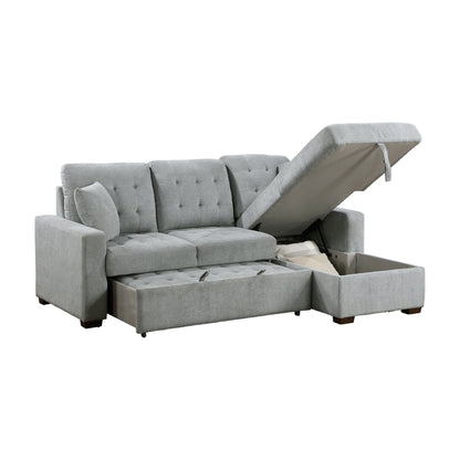 9816GY*SC (2)2-Piece Sectional with Pull-out Bed and Right Chaise with Hidden Storage - 9816GY*SC - Bien Home Furniture &amp; Electronics