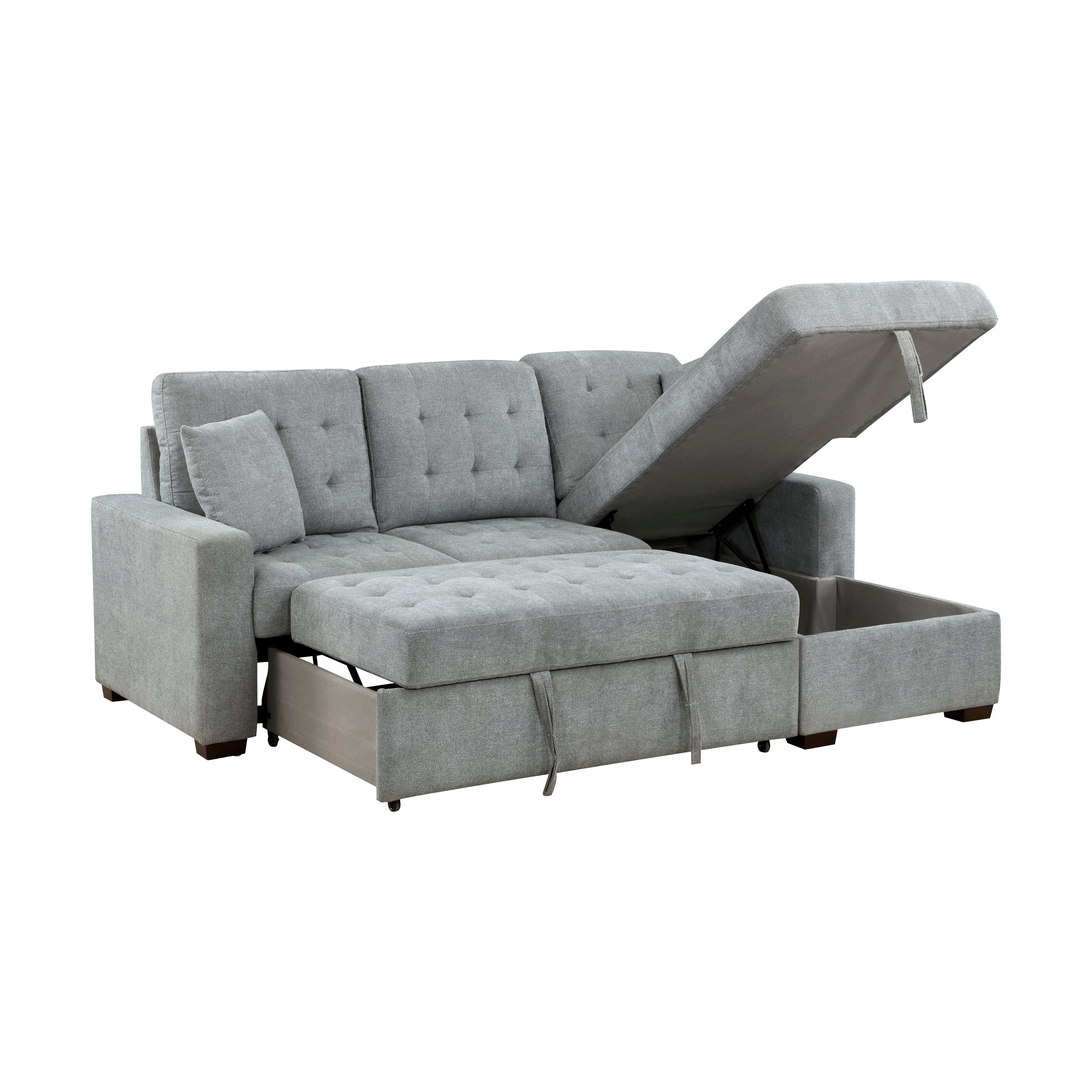9816GY*SC (2)2-Piece Sectional with Pull-out Bed and Right Chaise with Hidden Storage - 9816GY*SC - Bien Home Furniture &amp; Electronics