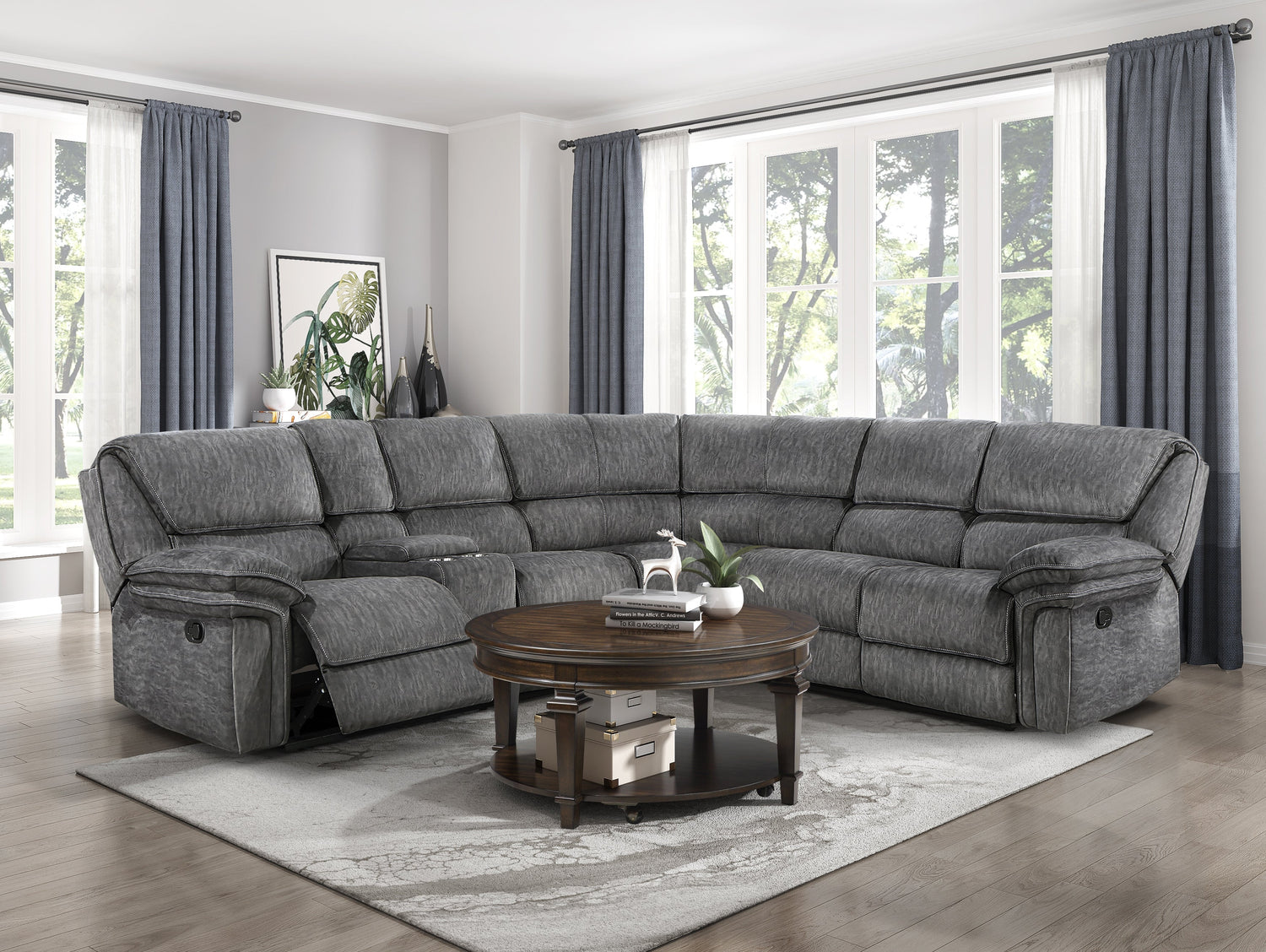 9913*32LCN2R (3)3-Piece Reclining Sectional with Left Console - 9913*32LCN2R - Bien Home Furniture &amp; Electronics