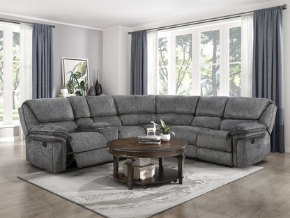 9913*32LCN2R (3)3-Piece Reclining Sectional with Left Console - 9913*32LCN2R - Bien Home Furniture &amp; Electronics