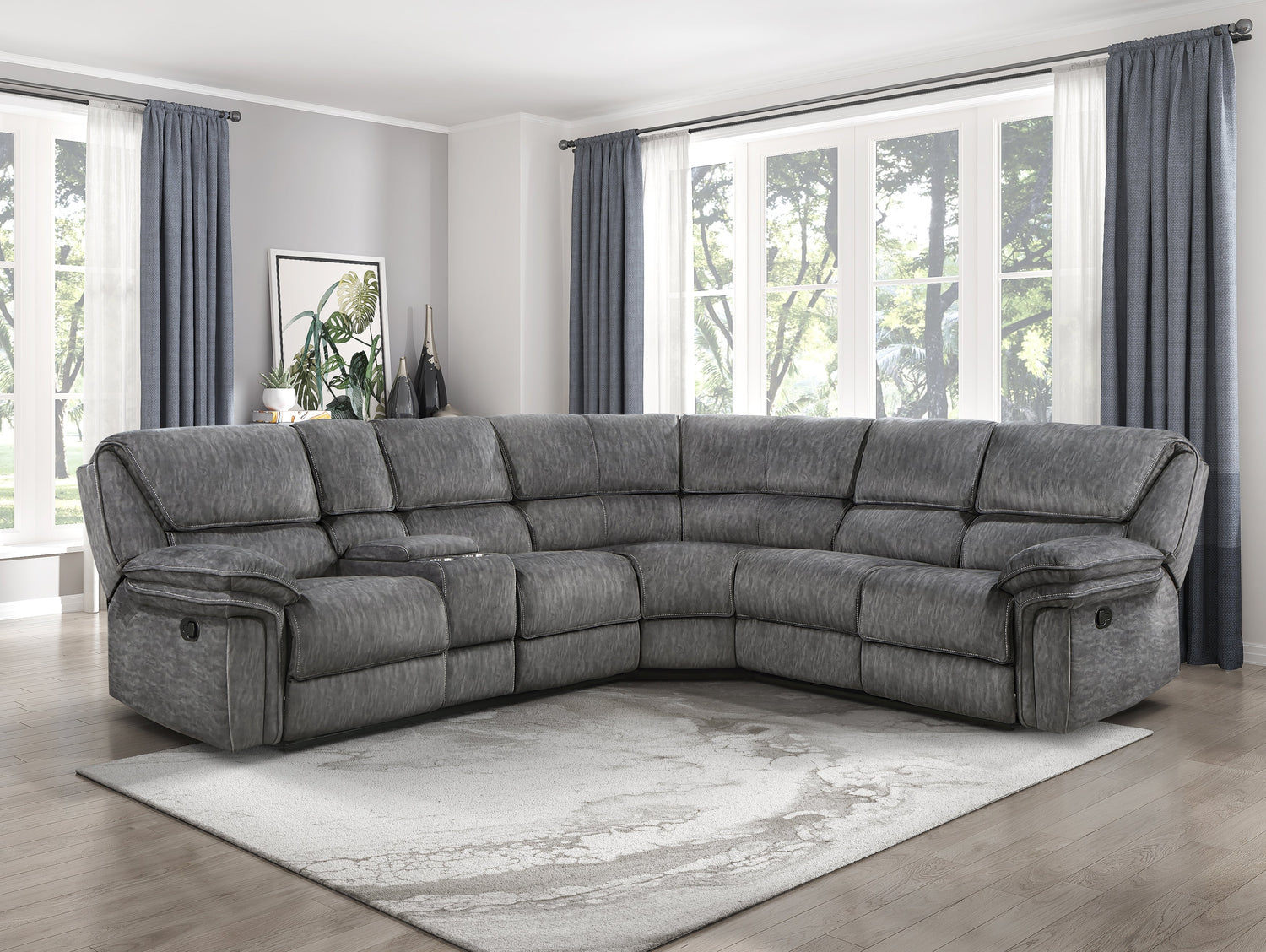 9913*32LCN2R (3)3-Piece Reclining Sectional with Left Console - 9913*32LCN2R - Bien Home Furniture &amp; Electronics