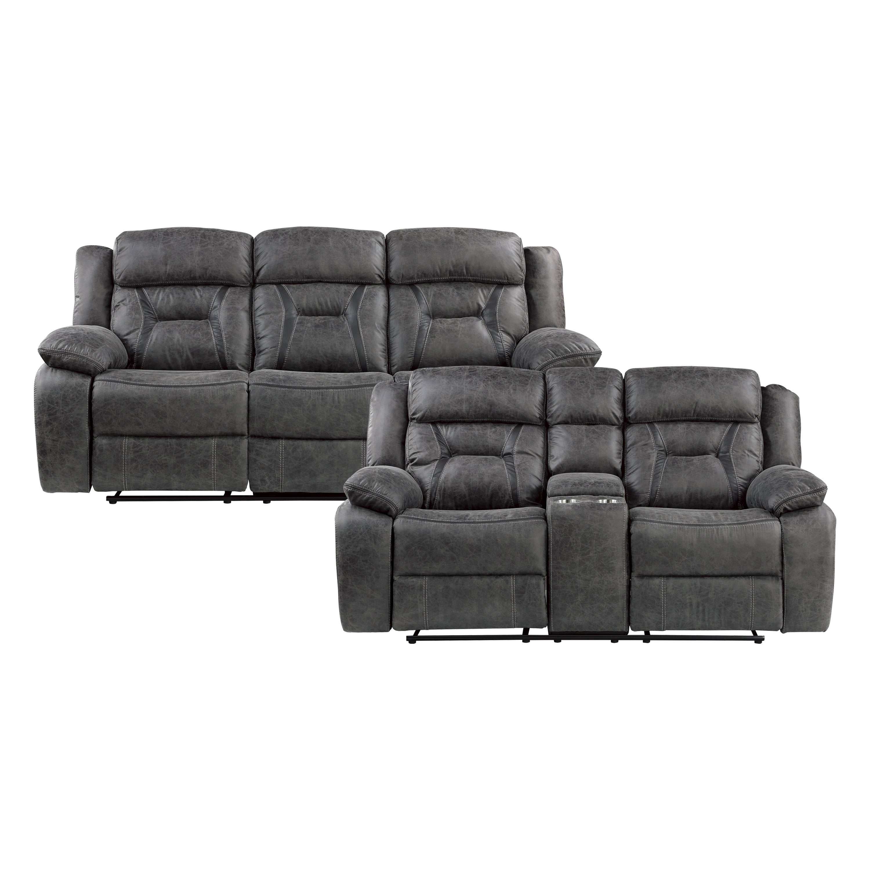 9989GY*2 2pc Set: Sofa, Love - 9989GY*2 - Bien Home Furniture &amp; Electronics