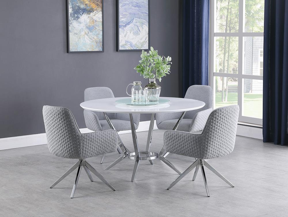 Abby 5-Piece Dining Set White/Light Gray - 110321-S5 - Bien Home Furniture &amp; Electronics