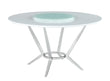 Abby White/Chrome Round Dining Table with Lazy Susan - 110321 - Bien Home Furniture & Electronics