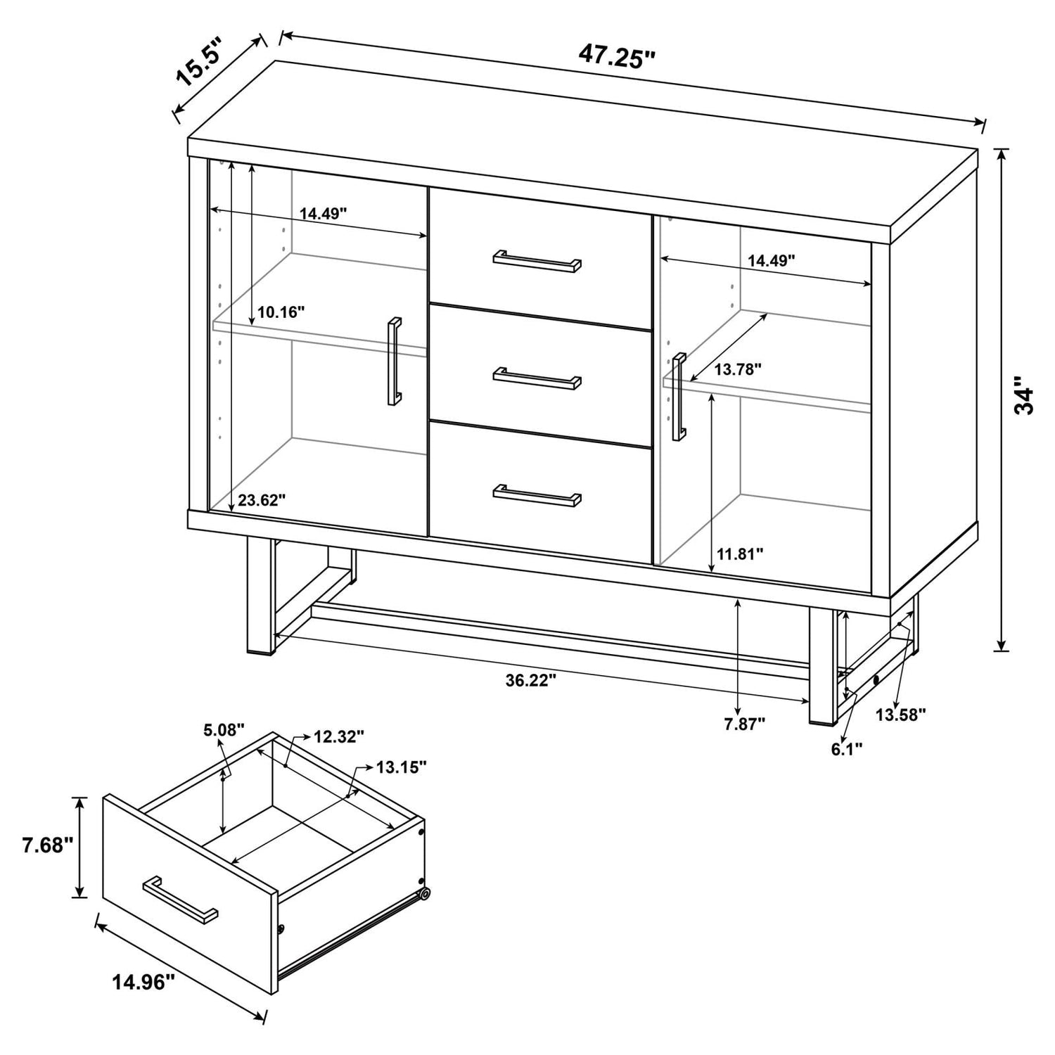 Abelardo Weathered Oak/Cement 3-Drawer Accent Cabinet - 953565 - Bien Home Furniture &amp; Electronics