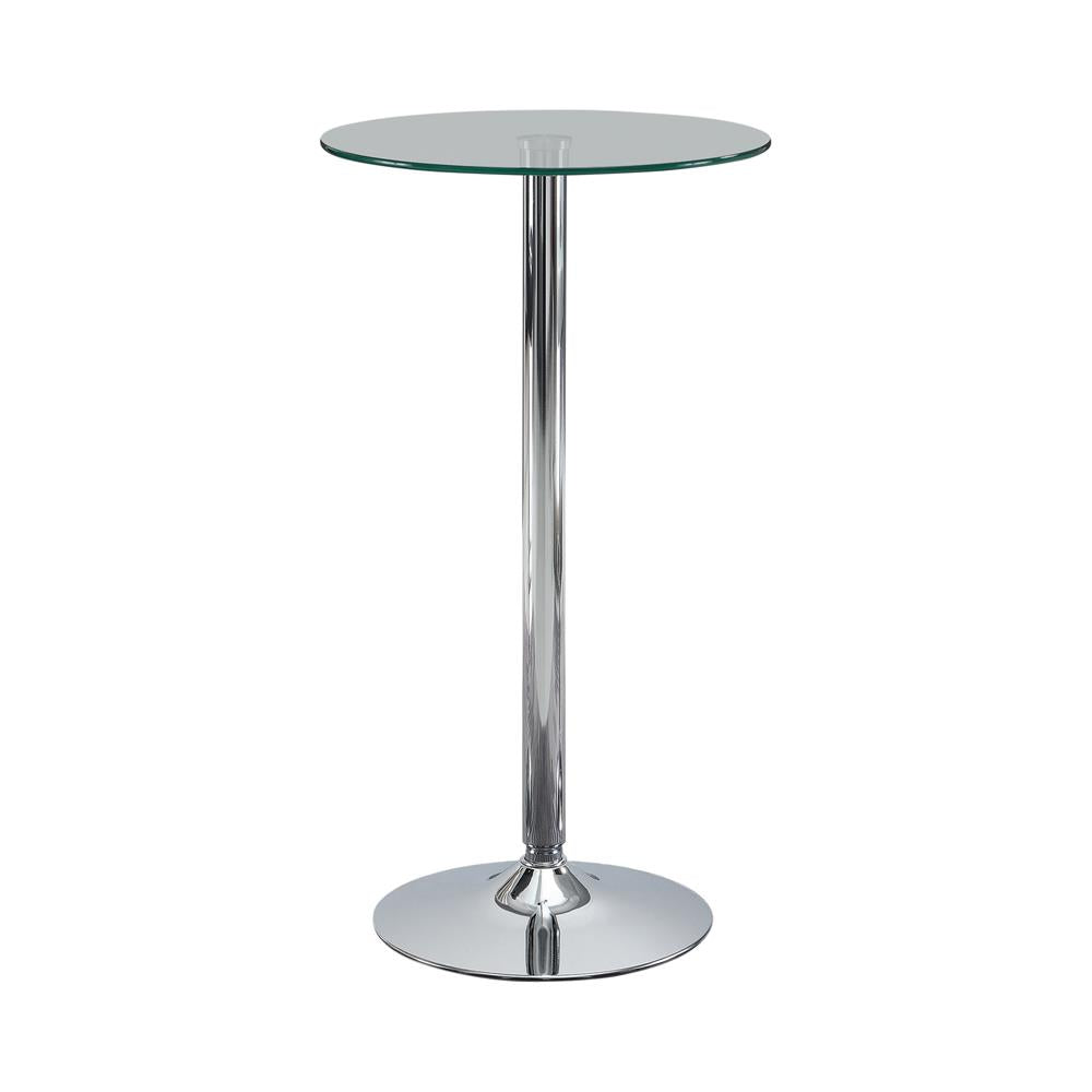 Abiline Chrome Glass Top Round Bar Table - 120341 - Bien Home Furniture & Electronics