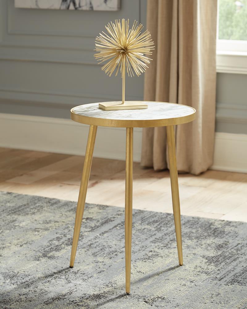 Acheson White/Gold Round Accent Table - 930060 - Bien Home Furniture &amp; Electronics