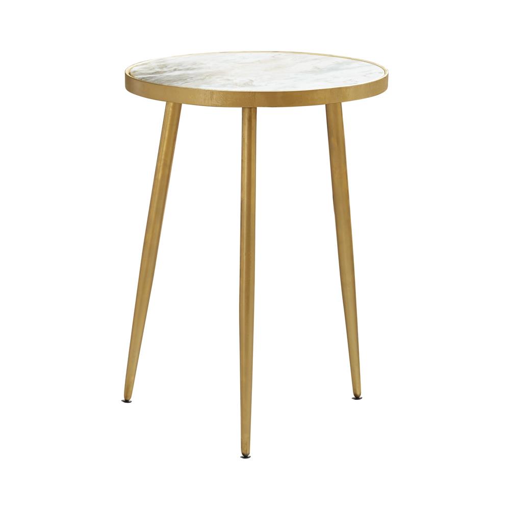Acheson White/Gold Round Accent Table - 930060 - Bien Home Furniture &amp; Electronics