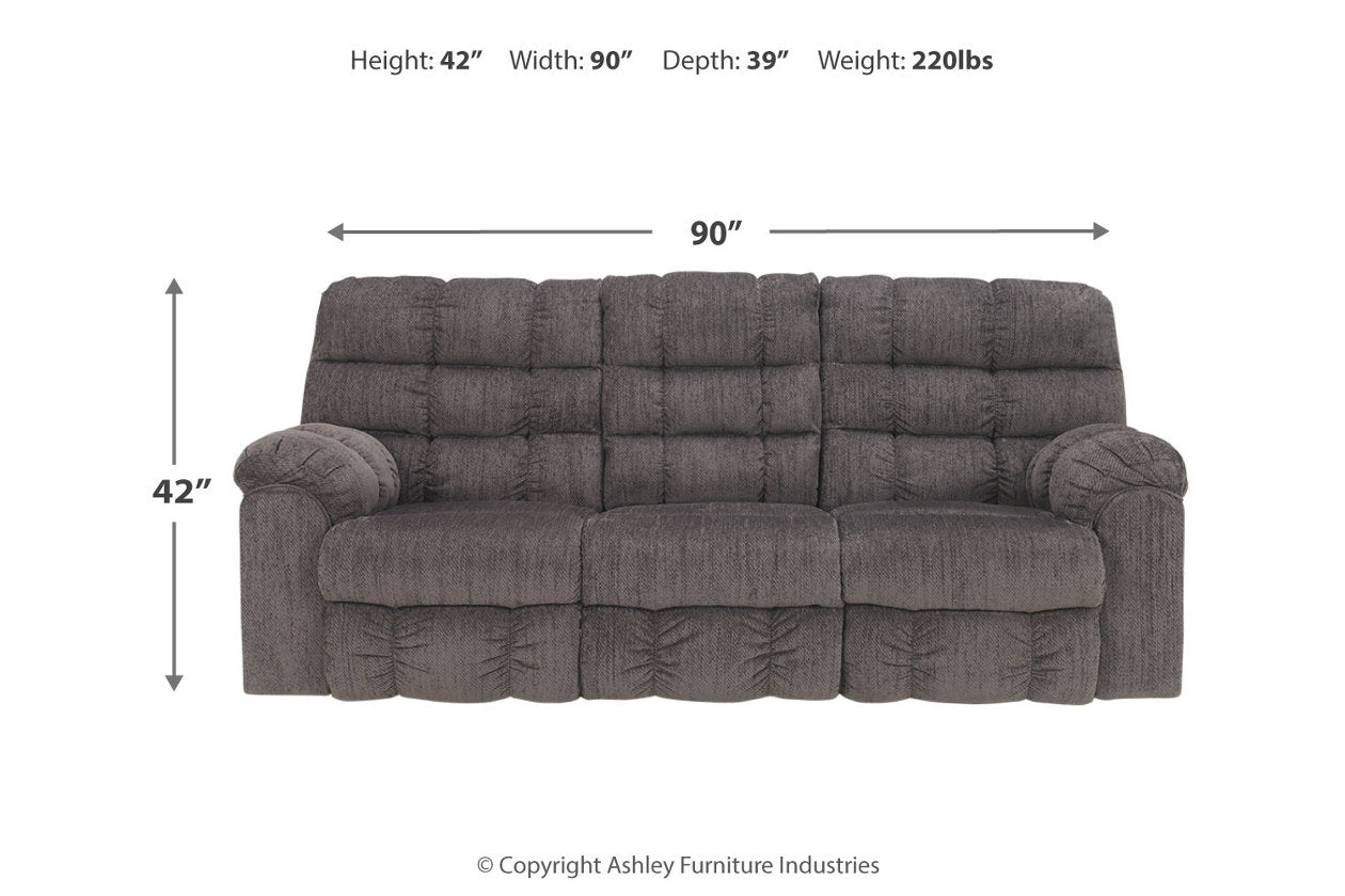 Acieona Slate Reclining Sofa with Drop Down Table - 5830089 - Bien Home Furniture &amp; Electronics