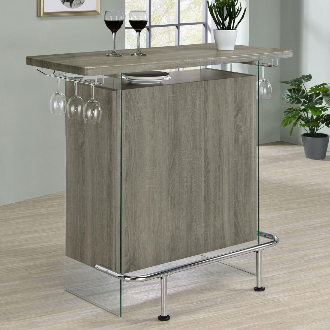 Acosta Rectangular Bar Unit with Footrest/Glass Side Panels - 182631 - Bien Home Furniture &amp; Electronics