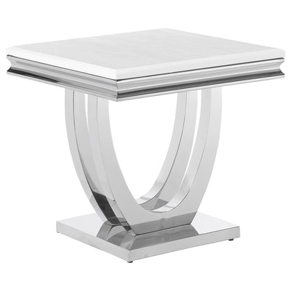 Adabella U-Base Square End Table White/Chrome - 708537 - Bien Home Furniture &amp; Electronics