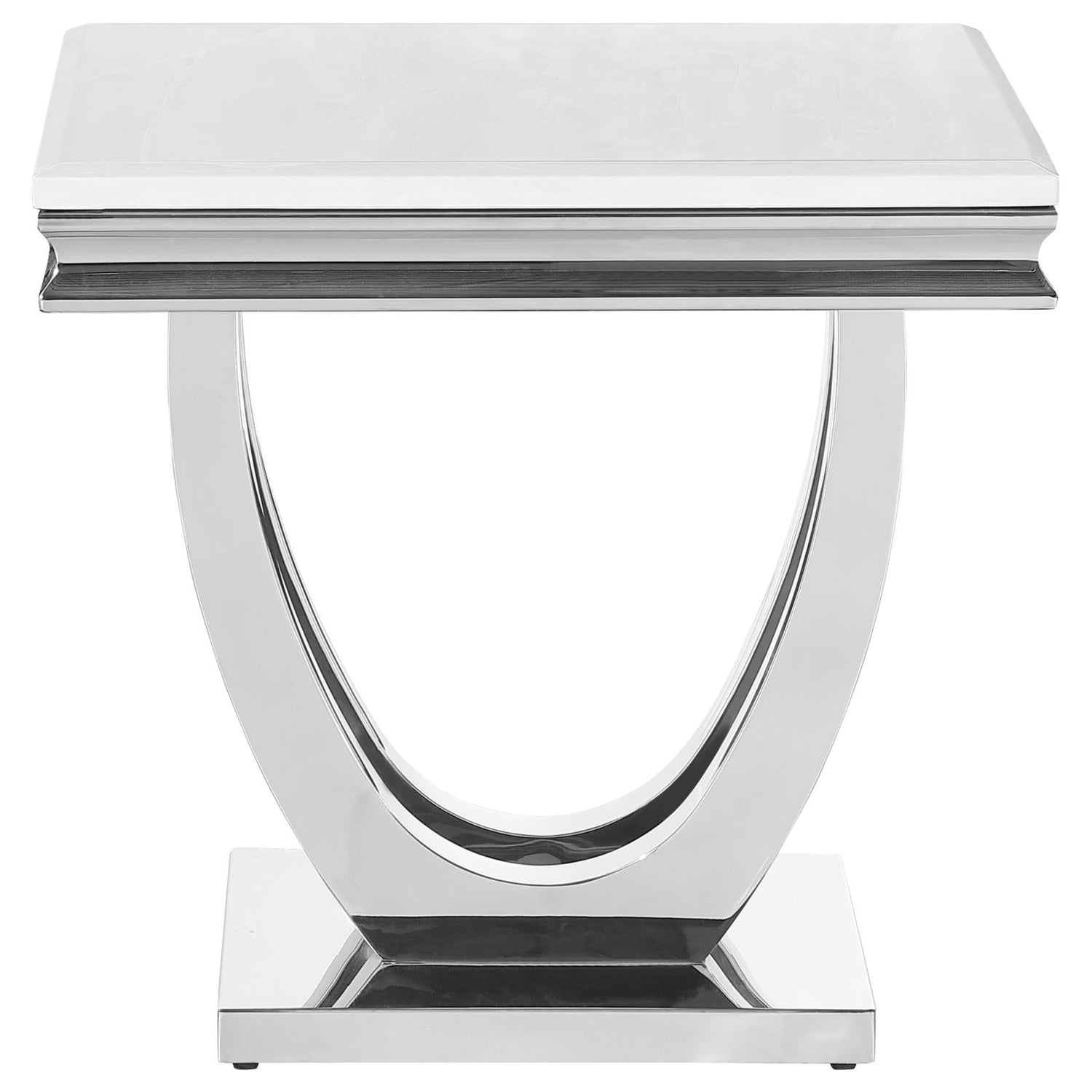 Adabella U-Base Square End Table White/Chrome - 708537 - Bien Home Furniture &amp; Electronics