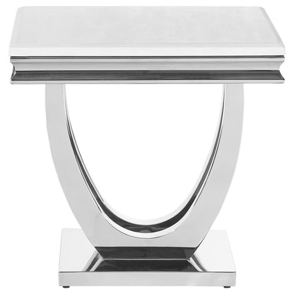 Adabella U-Base Square End Table White/Chrome - 708537 - Bien Home Furniture &amp; Electronics
