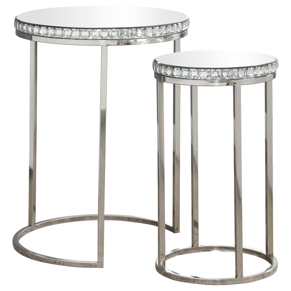 Addison 2-Piece Round Nesting Table Silver - 930227 - Bien Home Furniture &amp; Electronics