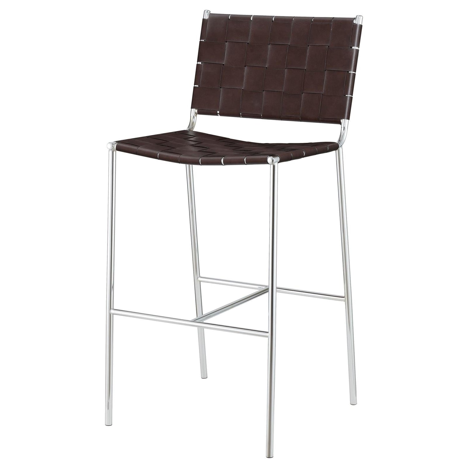 Adelaide Brown/Chrome Upholstered Bar Stool with Open Back - 183584 - Bien Home Furniture &amp; Electronics