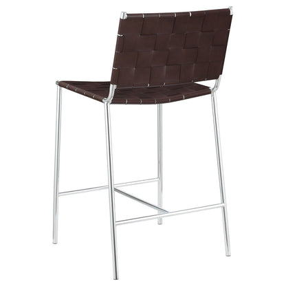 Adelaide Brown/Chrome Upholstered Counter Height Stool with Open Back - 183583 - Bien Home Furniture &amp; Electronics